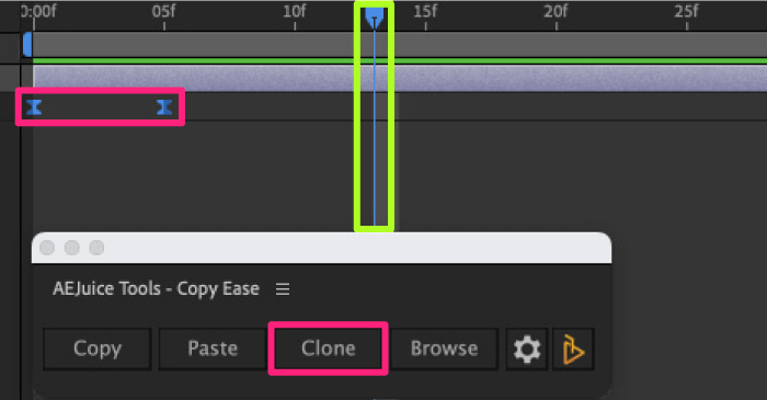 AEJuice Copy Ease 使い方 キーフレーム 複製 alt optionキー Clone