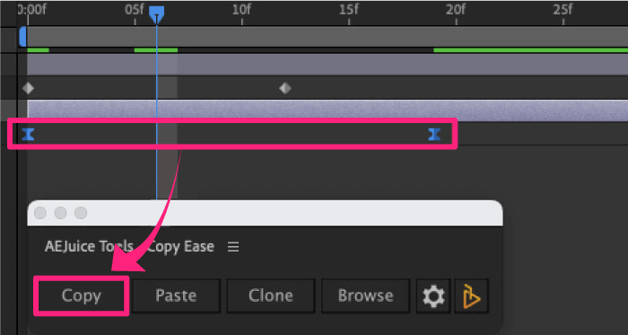 AEJuice Copy Ease 使い方 キーフレーム コピー