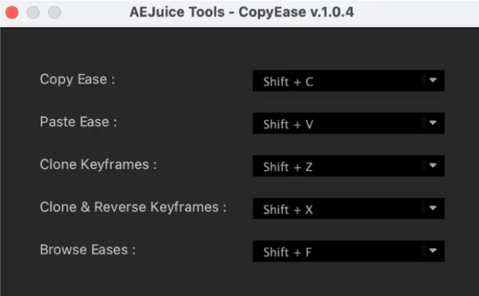 AEJuice Copy Ease ショートカットキー 設定