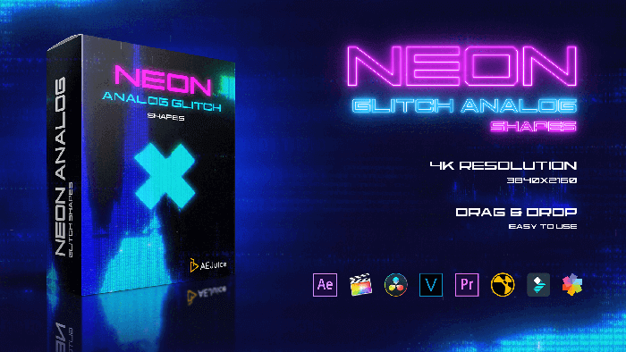 AEJuice Neon Glitch Shapes